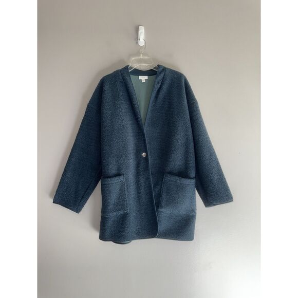 Pure J. Jill Fleece-Lined Boucle Cardigan Sweater Jacket Teddy Long Oversized XL - Picture 3 of 15